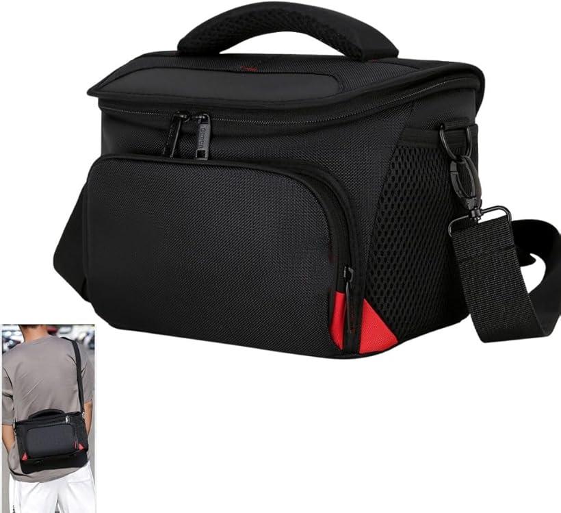 一眼レフカメラバッグ 大容量 防水カバー付き 肩掛け ショルダー カメラケース ミラーレス対応 (ブラッ..