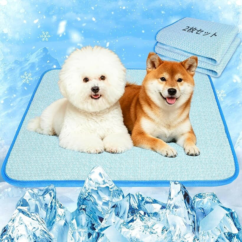 ペット ひんやりマット 犬 猫用洗えるペットシーツ おしっこマット ペット用 トイレ下敷きマット 夏用 ペット用シーツ 接触冷感 防水/消臭/速乾 洗濯機で丸洗い 繰り返し利用可能 毛玉ゼロ (ブルー, M(67x50cm)x2枚)