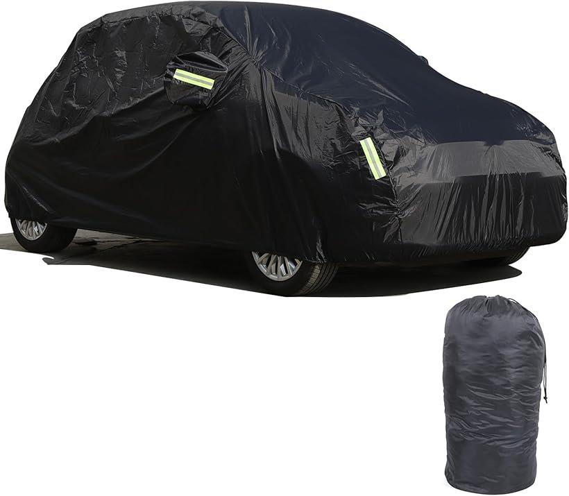 新型 フィアット 500 2010～2022に適用 車 カバー ボディカバー カーカバー 性能アップ 防水 防塵 防輻射 紫外線 収納ポーチ付き カー用品 ブラック
