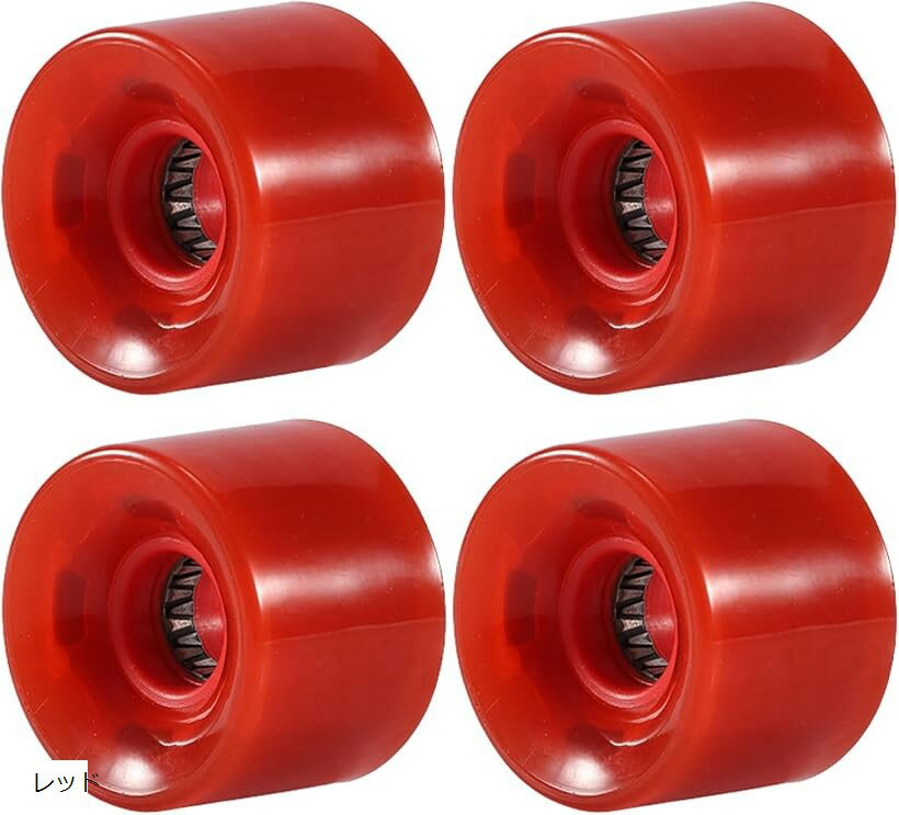 スケボー ウィール クルーザー 静音性 滑走 快適走行 4個セット (レッド)