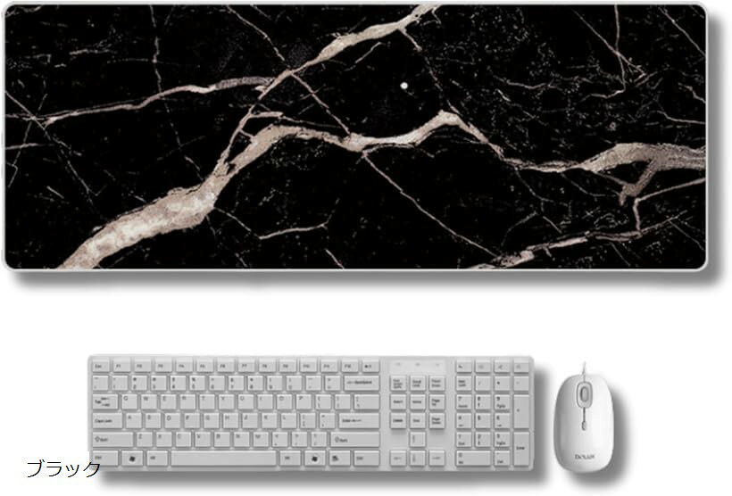 Wristless - マウスパッド 大型 デスクマット 白 大型マウスパッド ゲーミングデスクマット 大理石 (ブラック, 800x300x2mm)