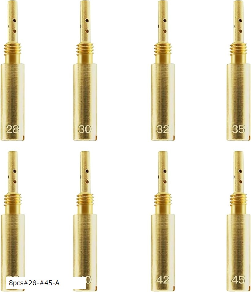 互換品パイロットジェット セット pc20 用スロージェット スローパイロットジェット 8サイズ 26X4.5バイク用 ジェットパイロット (8pcs 28- 45-A)