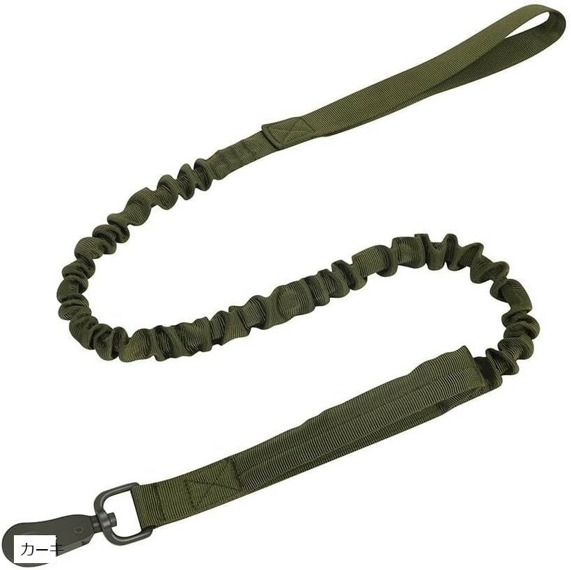 犬 リード 伸縮 ナイロン製 ショック吸収 中型犬 大型犬 しつけ 散歩 2ハンドル 最長1.5m (カーキ)