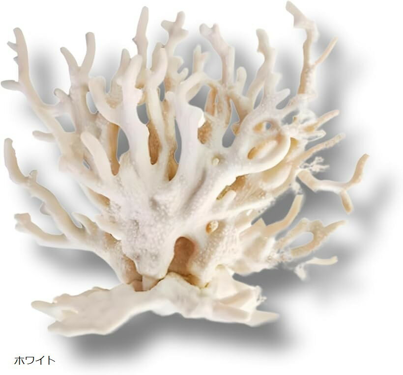 アクアリウム 人工珊瑚 水槽装飾 魚隠れ家 (ホワイト, 14cmx17cm)