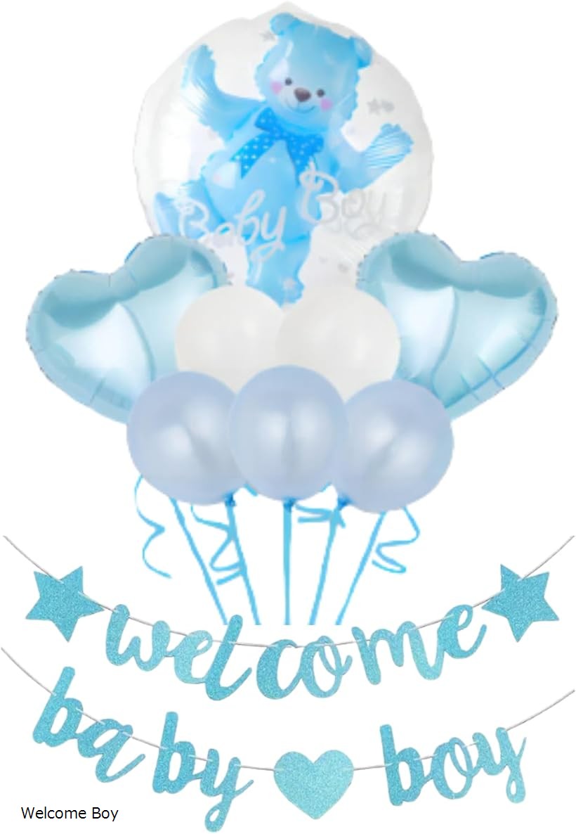シリンジ ウェルカムベビー ベビーシャワー バルーンガーランド (Welcome Boy, 61 cm)