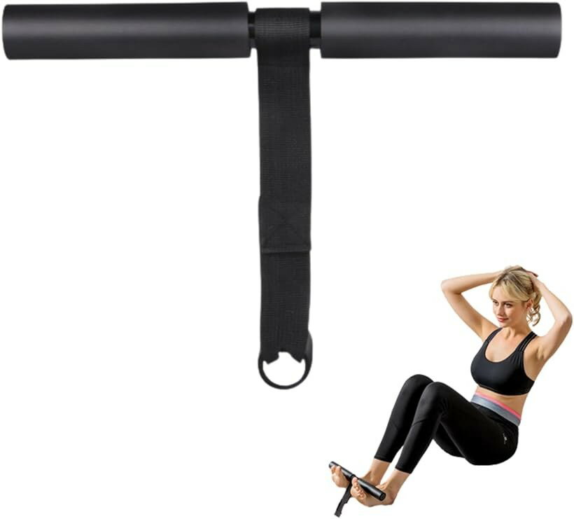 腹筋器具 足固定 腹筋台 バンド式 シットアップ補助 自宅トレーニング用 筋トレ (ブラック)