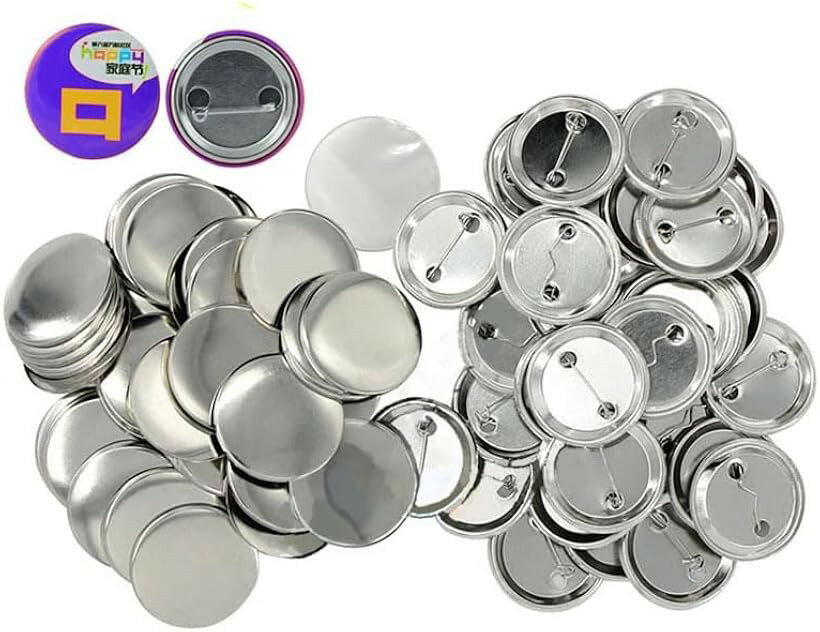 缶バッジ 素材 パーツ ピンバッジ 缶バッジマシーン用 DIY 製作 パーツセット 100個セット (シルバー, 直径25mm)