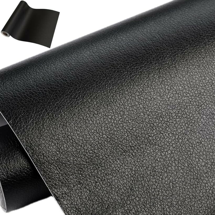 合皮補修シート 大判 40cmx150cm ソファー 補修テープ シール 合成皮革 車 バイク バッグ 革補修 レザー (ブラック)
