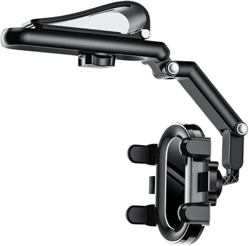 スマホホルダー スマホスタンド クリップ式 サンバイザー 車 車載 360度回転 角度調整 簡単取付 (ブラ..