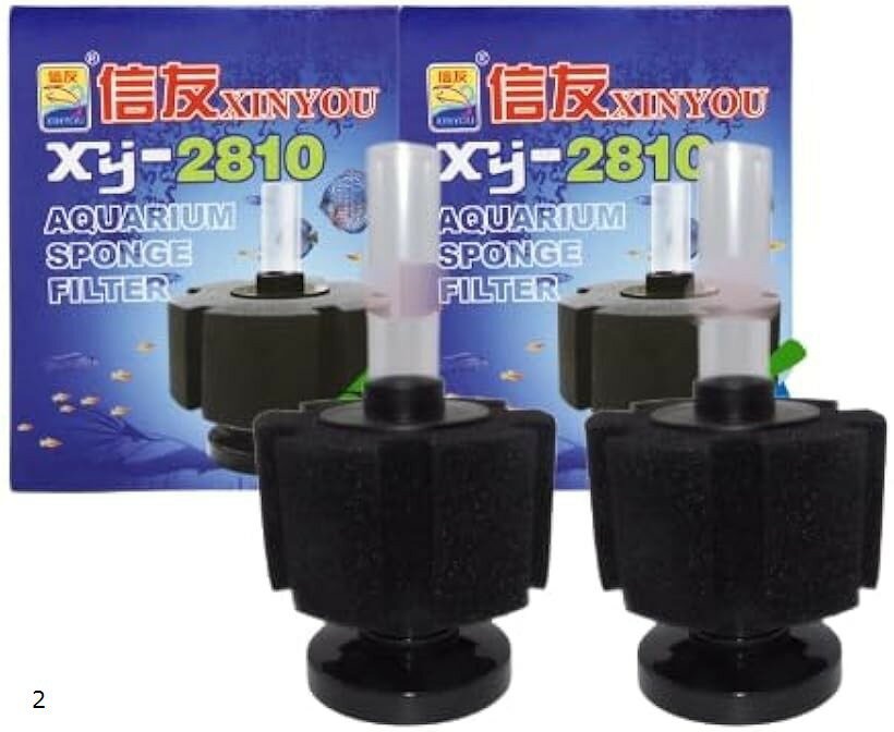 XY-2810 バイオ スポンジ フィルター 水槽 アクアリウム用 水質 改善 ろ過 淡水 海水 (ブラック, 2)