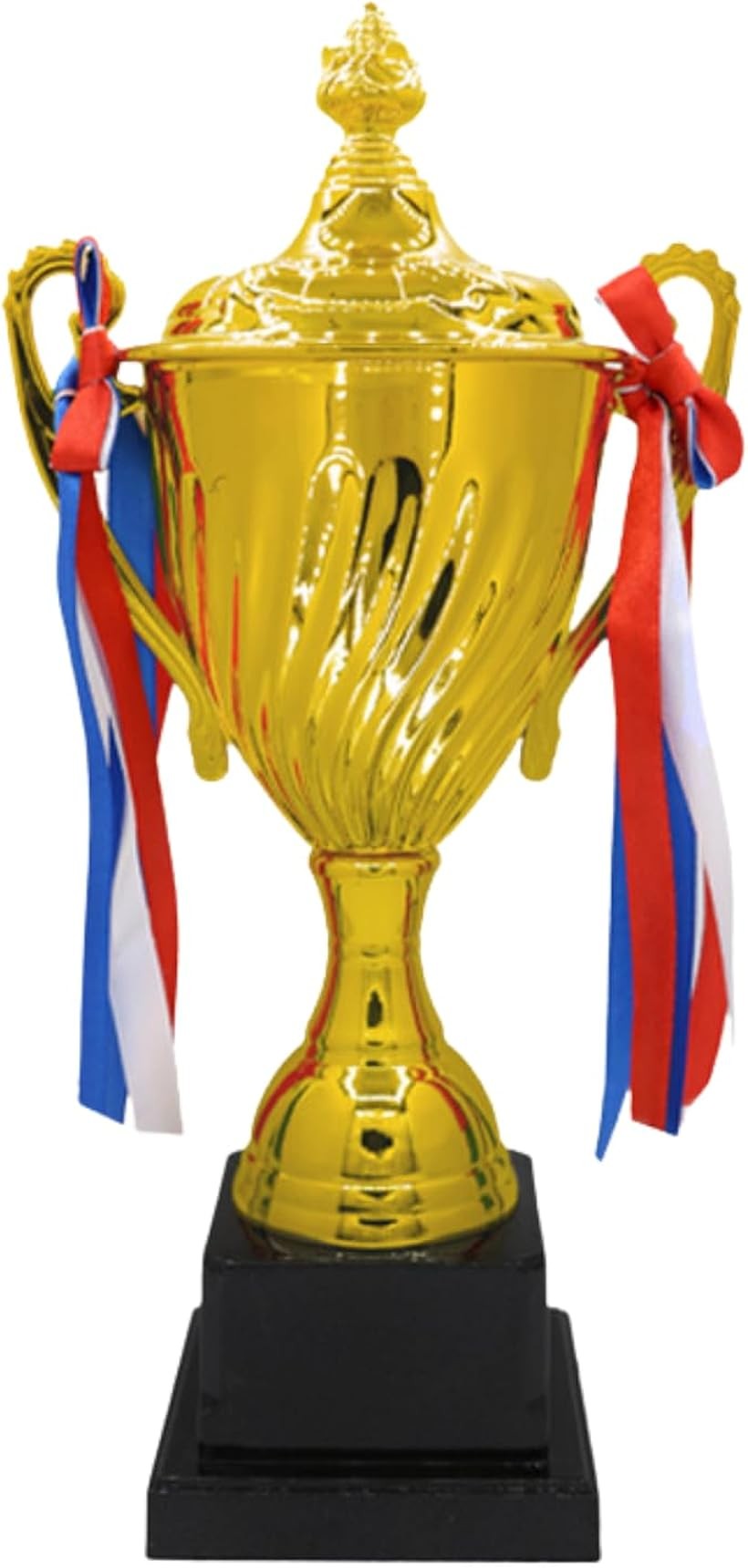 トロフィー 優勝カップ リボン ゴルフ サッカー スポーツ (ゴールド, 29cm)