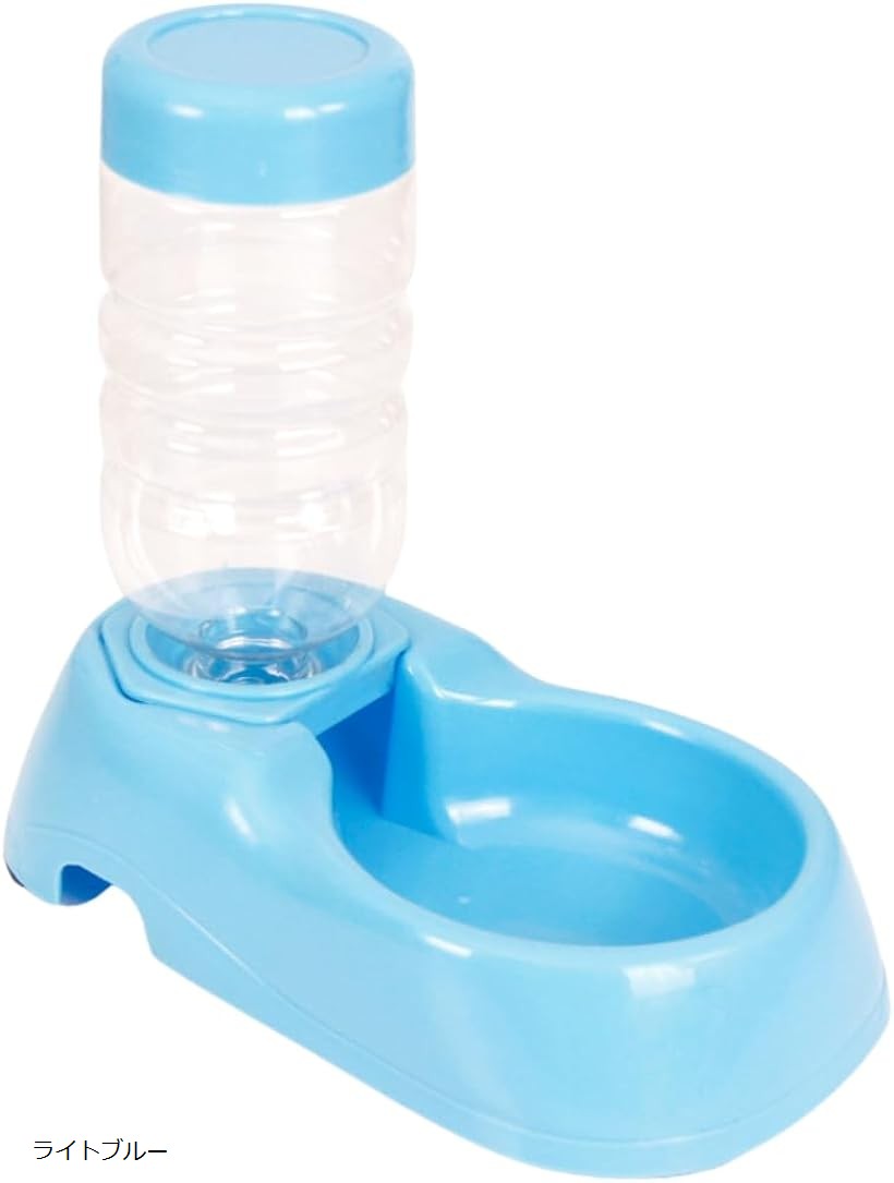 Water Dish - 給水器 ペットボトル 猫 犬 置き型 水飲み器 水やり ペット用 ケージ 外出 留守番 (ライトブルー)