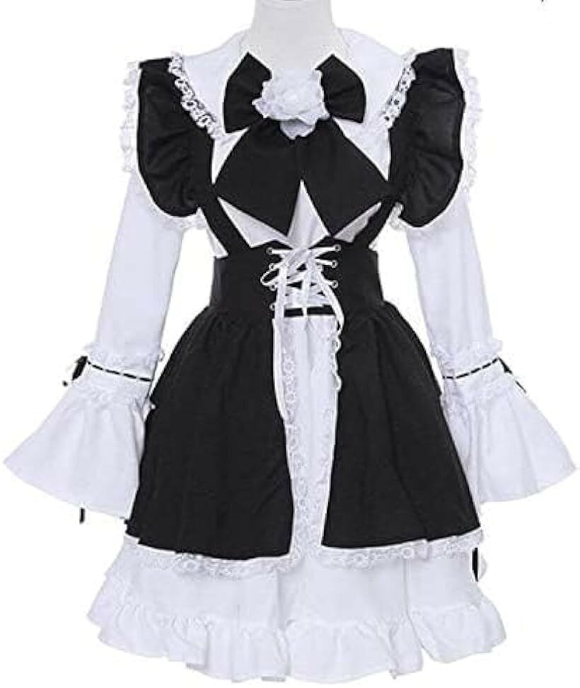 イベント メイド服 ゴスロリ 女装 コスプレ 衣装 ロリータ ウェイトレス パーティー 撮影会 (ブラック, 3XL)