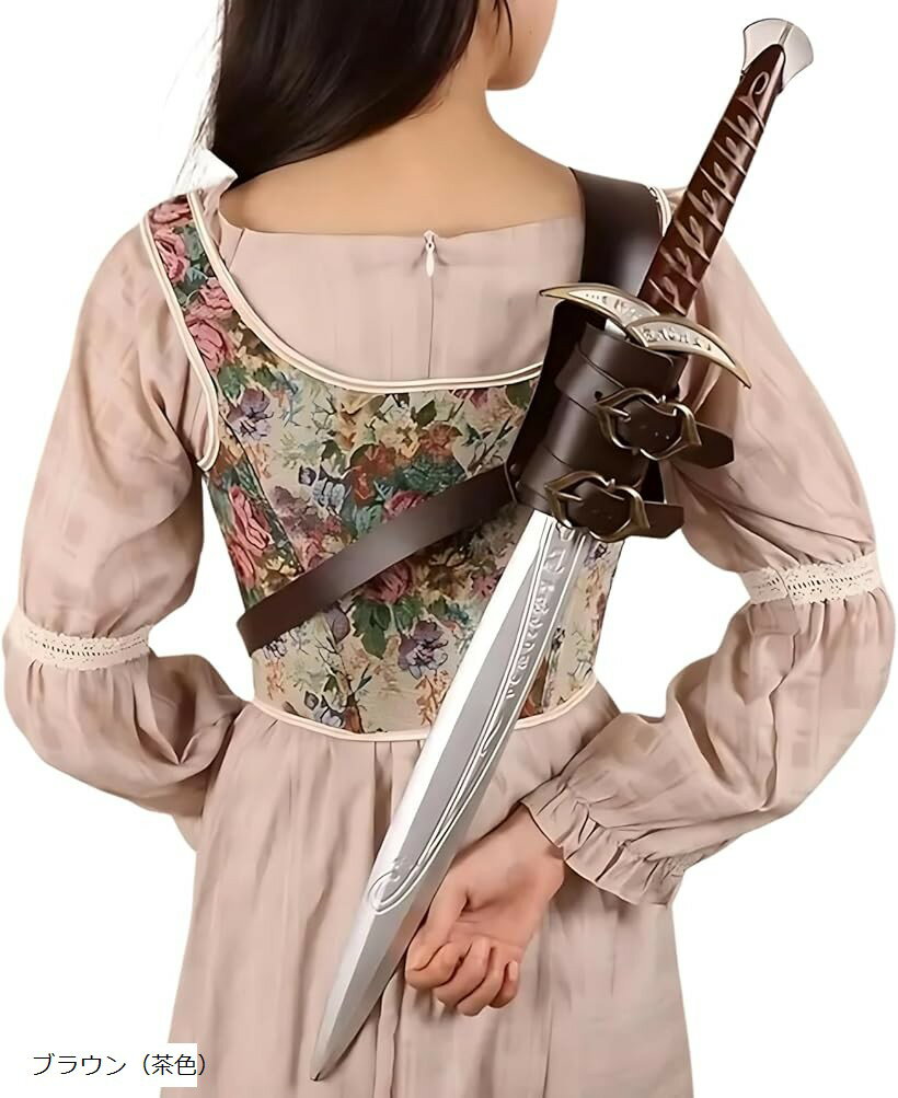 剣 ホルスター ソードホルダー 鞘 PUレザー 調整可能ベルト式 中世 コスプレ 舞台 衣装 騎士 ファンタ..