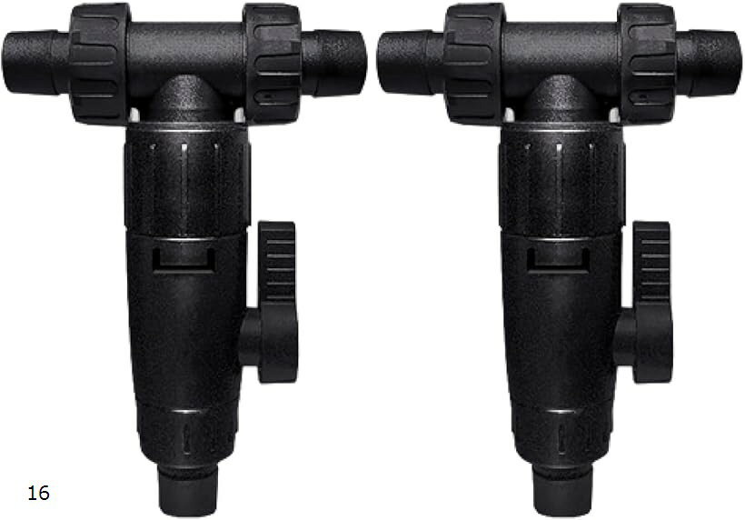 水換えコック 2個セット 外部フィルター対応 12mm 16mm 排水 (ブラック, 16mm)