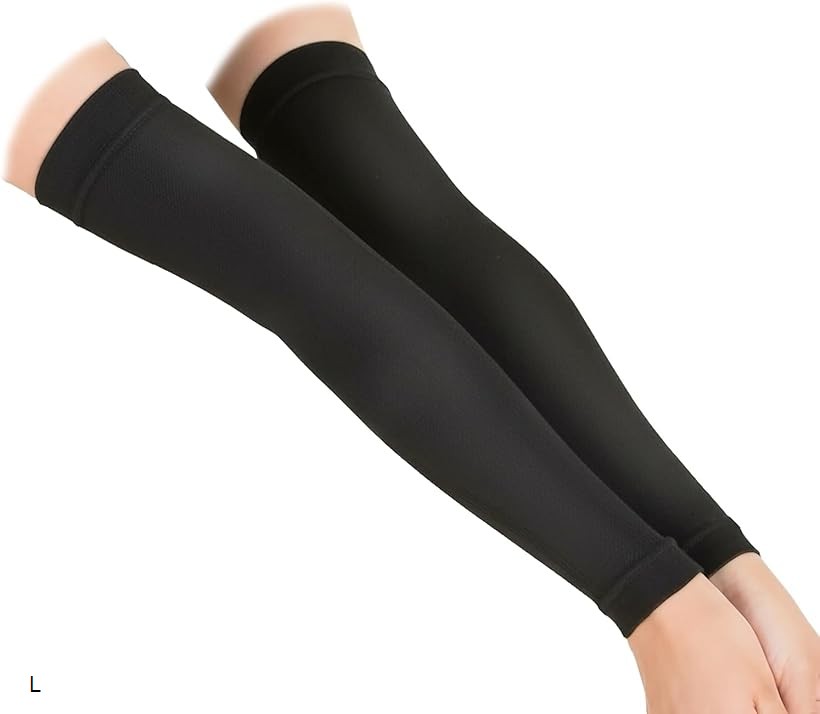 アームカバー アームウォーマー バレーボール バスケットボール コンプレッション 着圧 肌に優しい滑り止め (ブラック, L)
