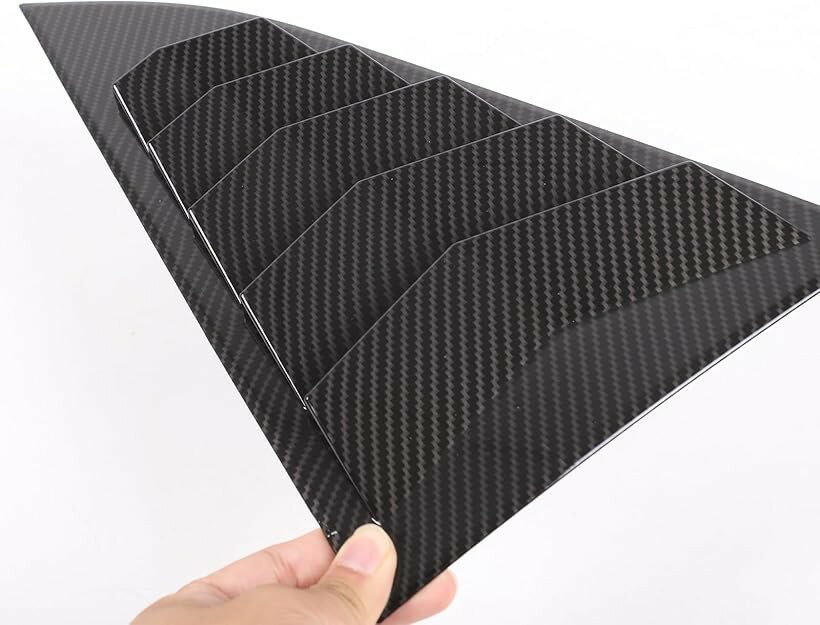 日産 フェアレディZ RZ34 専用 ルーバーカバー リアサイドウィンドウルーバー シャッターサイドベントカバー リアウィンドウシャッター ABS製 取付簡単 貼付タイプ 装飾フレーム 外装パーツ カスタム アクセサリー (カーボン調)