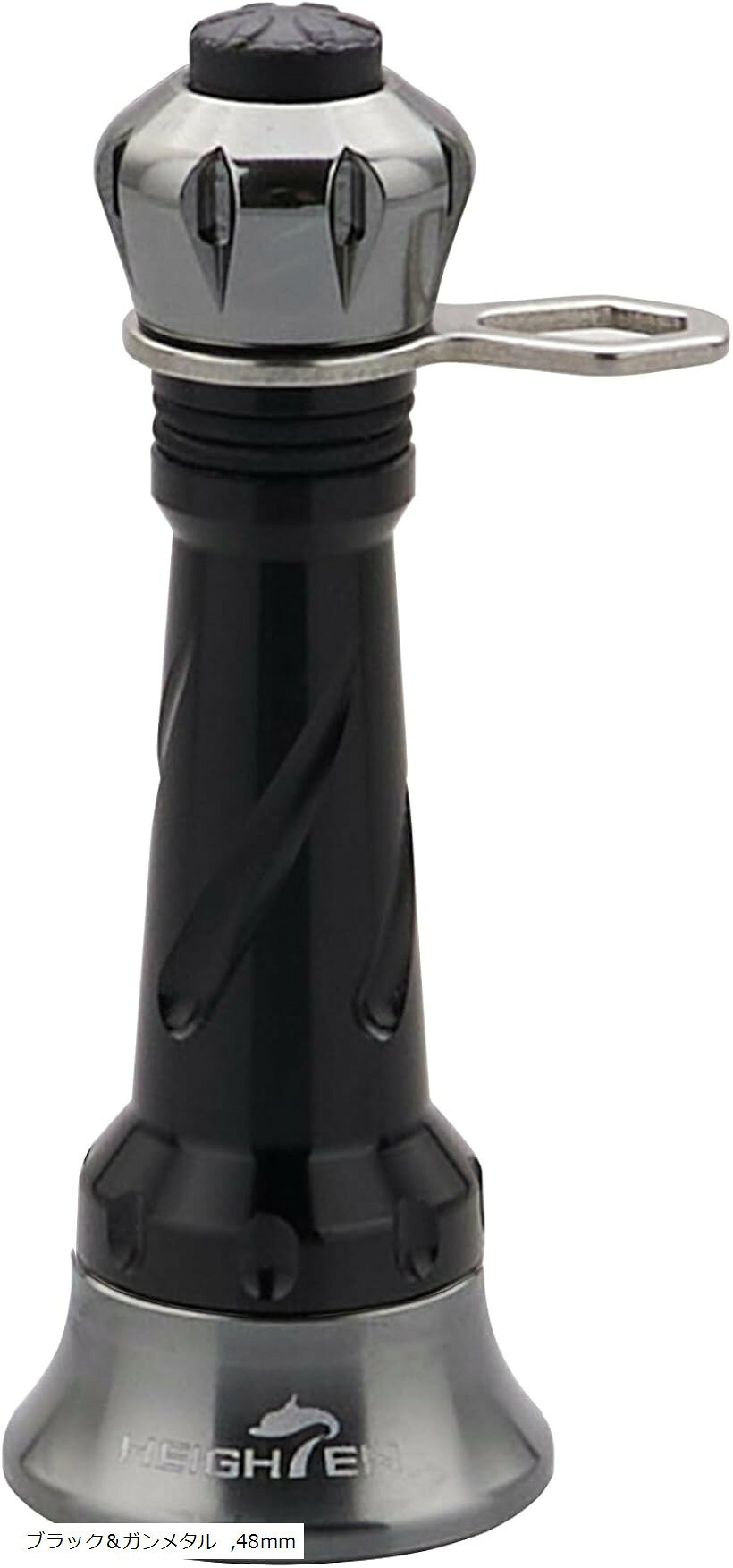リール スタンド 不可折り畳むシマノ SHIMANO ダイワ DAIWA スピニングリール 通用 夜光 フックキーパー ラインストッパー (ブラック＆ガンメタル, 48mm)