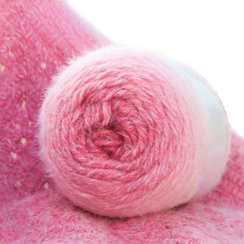 毛糸 コットン 混紡毛糸 中太 グラデーション (ピンク)