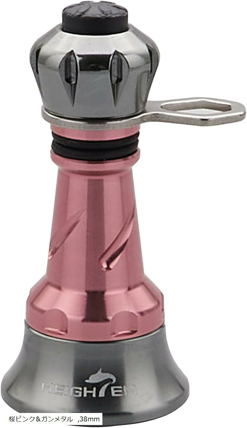 リール スタンド 不可折り畳むシマノ SHIMANO ダイワ DAIWA スピニングリール 通用 夜光 フックキーパー ラインストッパー (桜ピンク＆ガンメタル, 38mm)