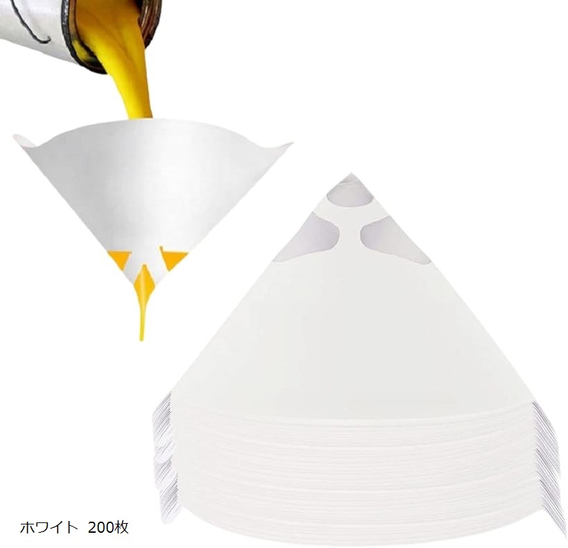 バリエーションコード : 2bu0yjpgrg商品コード2bu0y6w89f商品名ろ紙 塗装 実験 ファンネル濾紙 ペイント DIY 使い捨て #100ブランドArchnoteカラーホワイト 200枚塗装や実験に便利なろ紙セット：塗料やオイルや水など液体の不純物除去に最適な100メッシュのファンネル濾紙。3Dプリンター用UVレジン、ペイントやDIY、実験にも活躍します。使い捨てタイプで簡単・清潔のペイントストレーナー：繰り返し使用せず、使い終わったらそのまま廃棄できるので衛生的。面倒な洗浄も不要で、作業効率がぐんとアップします。200枚・400枚の大容量セット：用途に合わせて選べる2種類の枚数をご用意。業務用にもご家庭のDIYにも便利で、コスパ抜群です。ストックしておくといざというときに困りません。安定した濾過には漏斗の使用がおすすめ：直接手に持たず、漏斗などにセットして使うと安定して濾過できます。手が汚れにくく、作業もスムーズに行えます。サイズ：幅約150mm 高さ約100mm ろ過部30mm #100※ 他ネットショップでも併売しているため、ご注文後に在庫切れとなる場合があります。予めご了承ください。※ 品薄または希少等の理由により、参考価格よりも高い価格で販売されている場合があります。ご注文の際には必ず販売価格をご確認ください。※ 沖縄県、離島または一部地域の場合、別途送料の負担をお願いする場合があります。予めご了承ください。※ お使いのモニタにより写真の色が実際の商品の色と異なる場合や、イメージに差異が生じることがあります。予めご了承ください。※ 商品の詳細（カラー・数量・サイズ 等）については、ページ内の商品説明をご確認のうえ、ご注文ください。※ モバイル版・スマホ版ページでは、お使いの端末によっては一部の情報が表示されないことがあります。すべての記載情報をご確認するには、PC版ページをご覧ください。