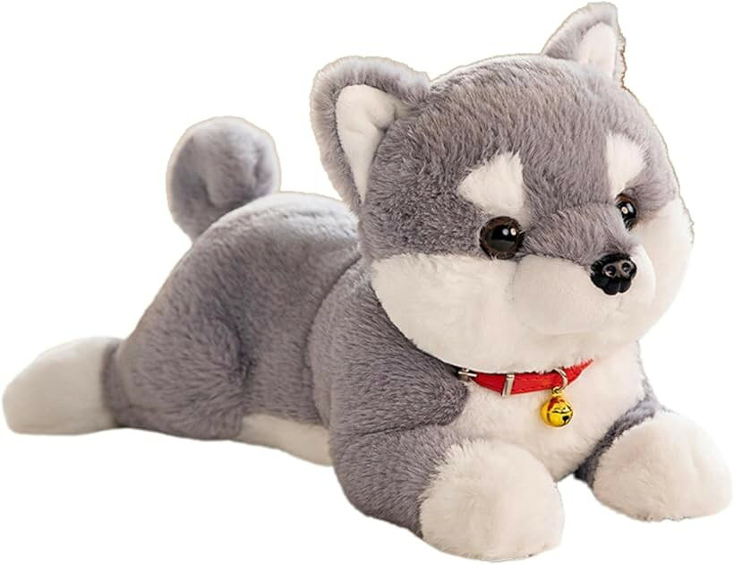 柴犬 わんちゃん 動物 ぬいぐるみ 抱き枕 クッション ふわふわ 柔らかい 可愛い 飾り インテリア (グレー, 約25cm)