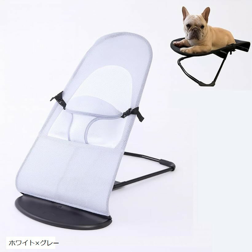 犬猫用ハンモックベッド 犬用ベッド ペットベッド 小型犬 犬用ハンモック 洗濯可能 メッシュタイプ (ホワイトxグレー)