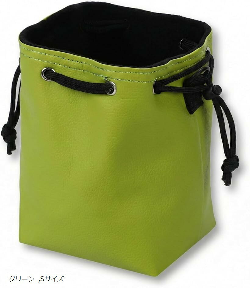 カメラポーチ 巾着 コンデジケース おしゃれ デジカメ 大人可愛い カラー 撥水 レザー 一眼レフ カメラケース ミラーレス コンパクトカメラ (グリーン, Sサイズ)