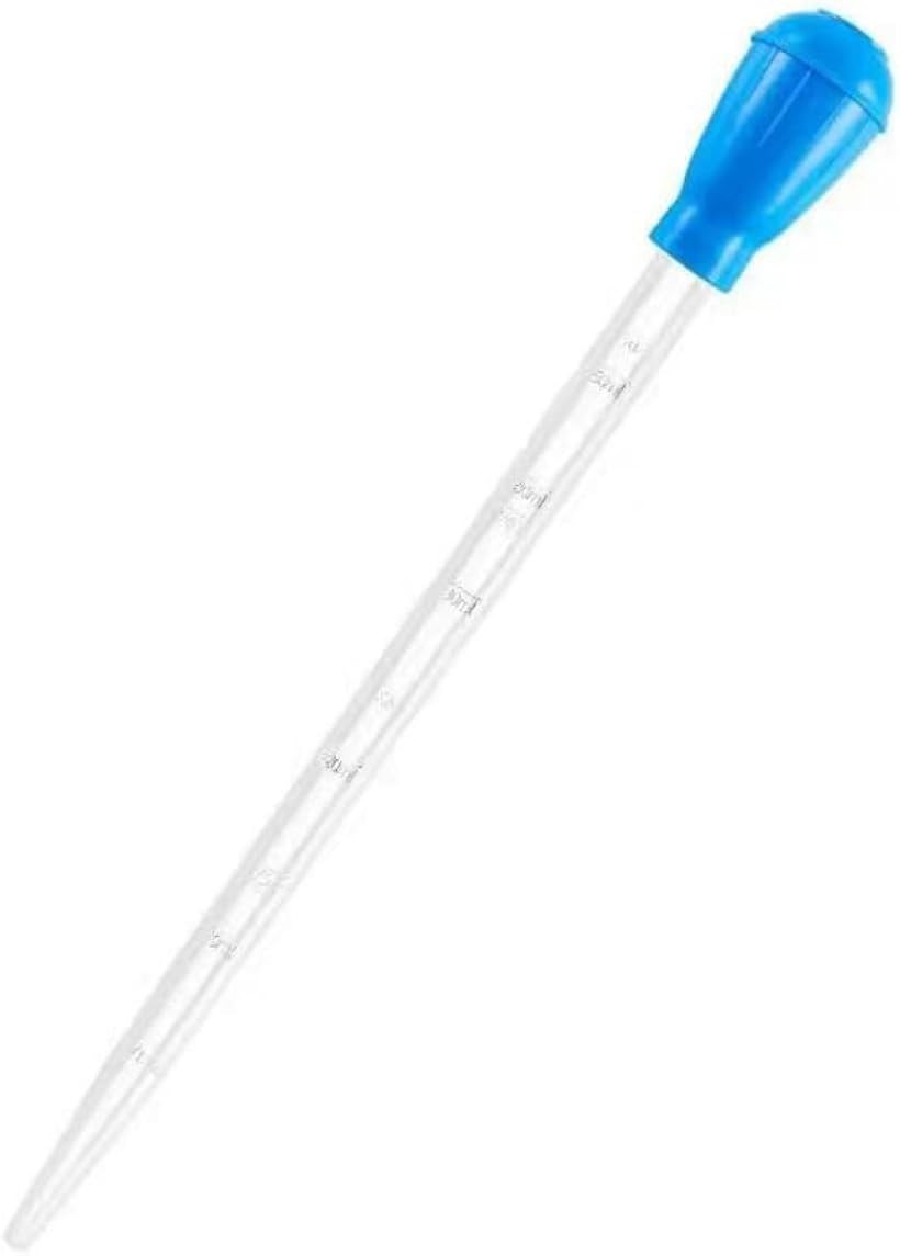 クリーナー スポイト 50ml ロング 台 水槽 廃棄物吸引器 アクアリウム用水チェンジャー (水色, 容量50ml)