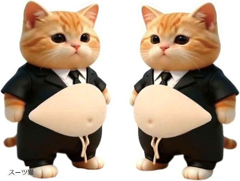 お腹 シール 猫 最新柔らかいお腹 ぷにぷに ぷくぷく 3D もっちり デブ猫 愛くるしい かわいい シール帳 ステッカー ねこ (ブラウン, スーツ猫) ohstore-10691551 OHstore パッケージ画像