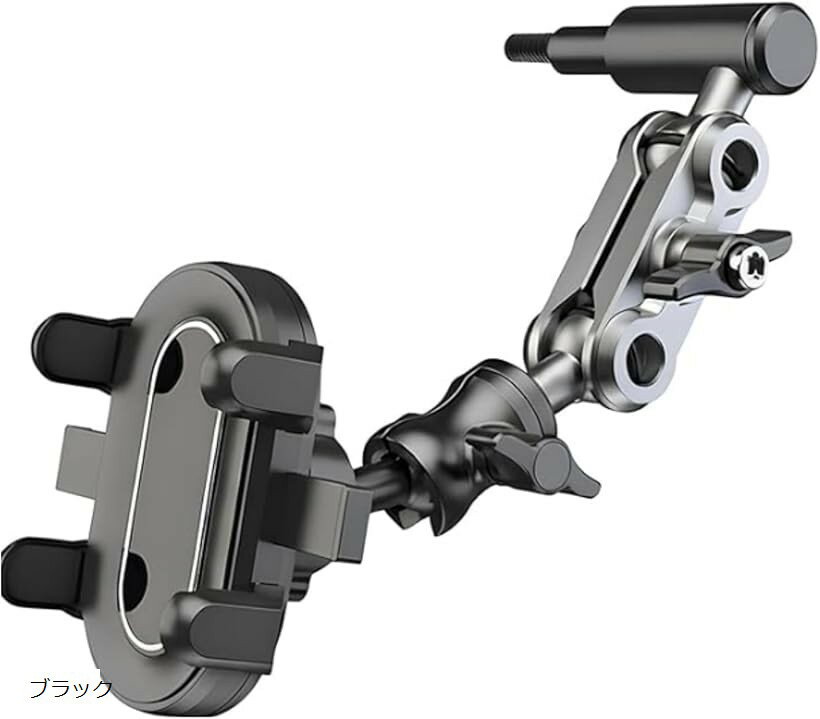 スマホスタンド スマホホルダー アシストグリップ 固定タイプ クランプ スマートフォン 車 手すり ネジ 携帯 360度 回転 (ブラック)