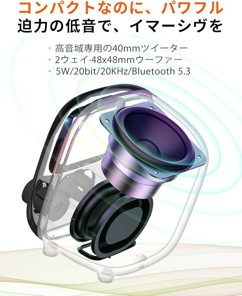 Tiivoo 2 ワイヤレススピーカー 強化された低音 レトロテレビ型 ピクセルアート 可愛い 小型 Bluetooth5.3/PC接続/MicroSDカード プレゼント (ホワイト) 3