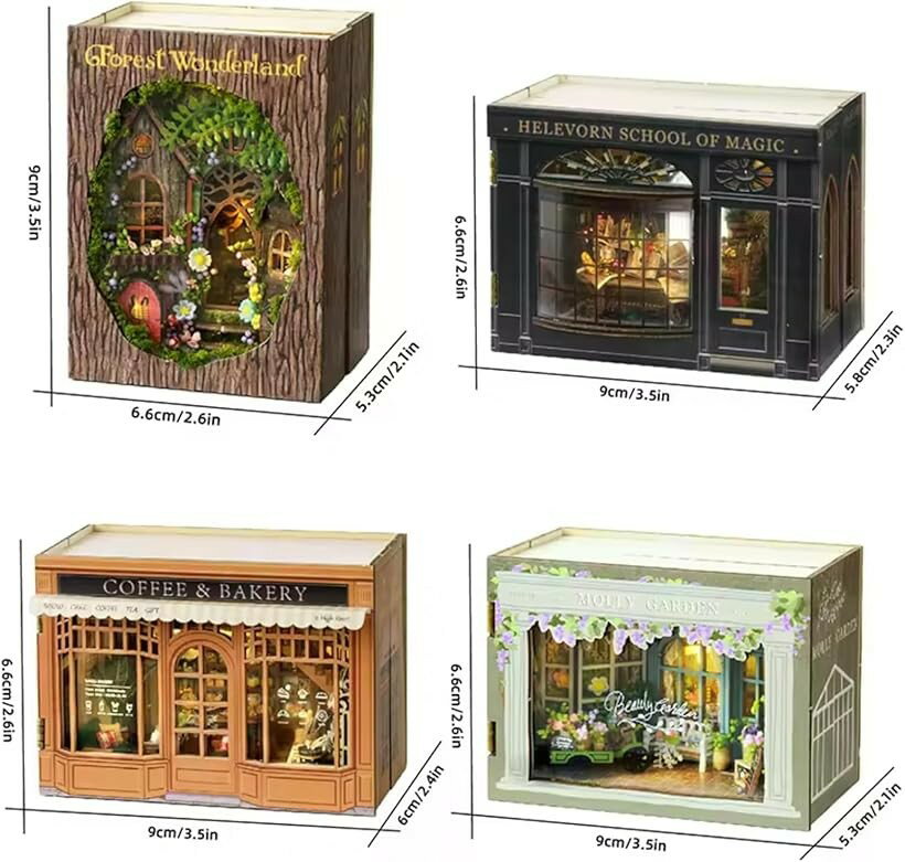 ドールハウス カット済 ブックヌック ミニチュアハウス ペーパークラフト 工作 レトロ (魔法の部屋)