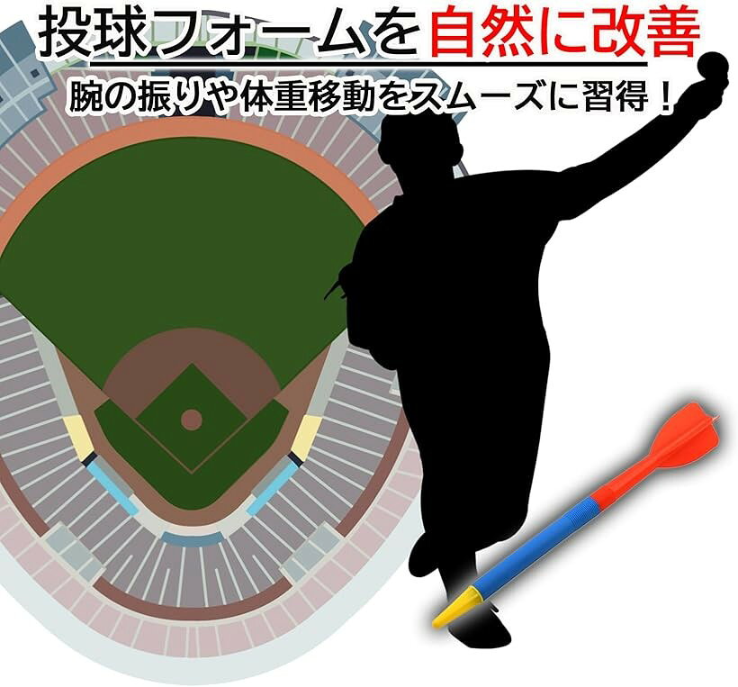OHstoreのライトジャベリン ジャベリックボール 投球トレーニング フォーム改善 ピッチング練習 やり投げ 野球 (レッド)｜アングル2