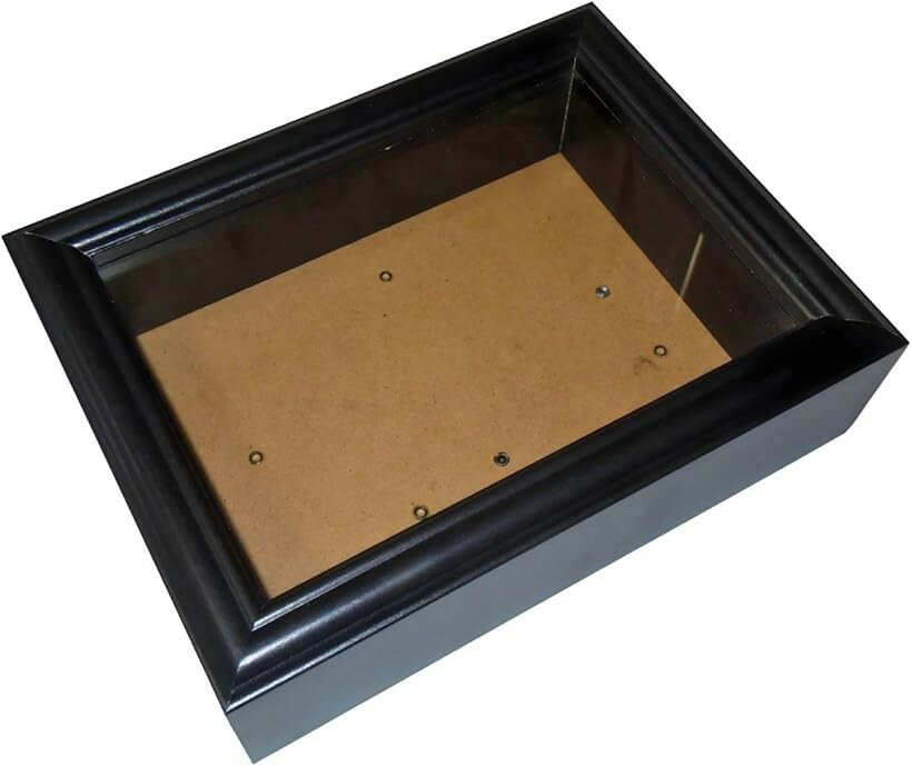 コレクションケース 標本キット 標本箱 昆虫採集 小型 木製 ディスプレイ (ブラック, 内径 15x20cm)