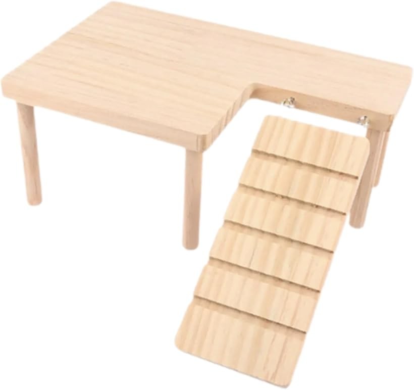 ハムスター 木製ステップステージ 28x17x13cm 左右選択 小動物用 階段付き L型 ケ...