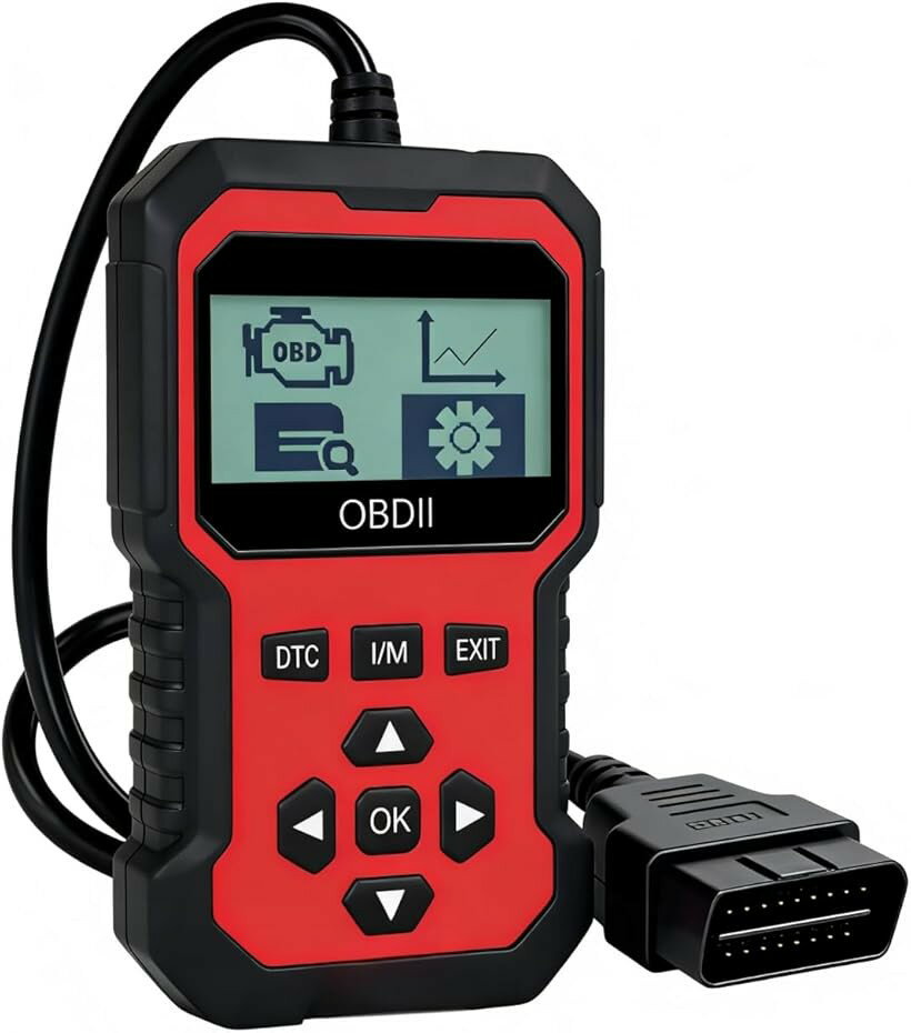 obd2 診断機 故障診断機 高機能自動車診断ツールコードリーダー 自動車診断ツールエンジン警告灯排出ガス検査対応状態確認機能搭載 1996年以降の全OBD II対応車両の故障コード読み取りと消去が可能 (明るい赤)