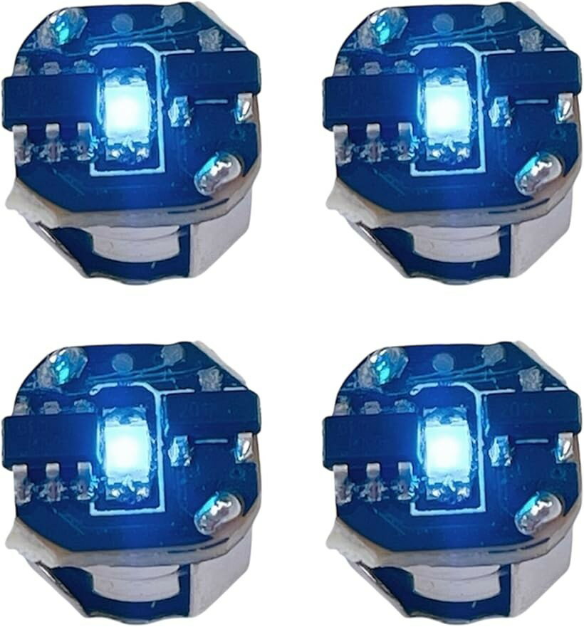 LED 超極小電飾 磁気スイッチ 点灯 点滅 4個セット ボタン電池 LR621対応 ワイヤレス ジオラマ プラモデル フィギュア 磁石 照明 模型 (スカイブルー)