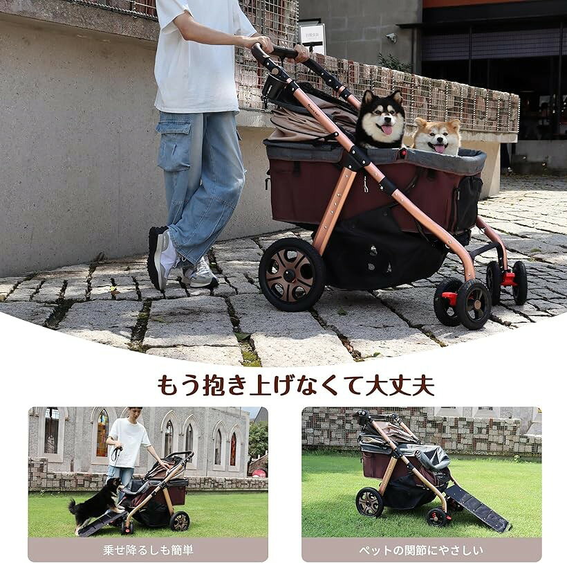 滑り止めスロープ ペットカート 犬 バギー 4輪 犬用かーと 小型犬 中型犬 大型犬 ...