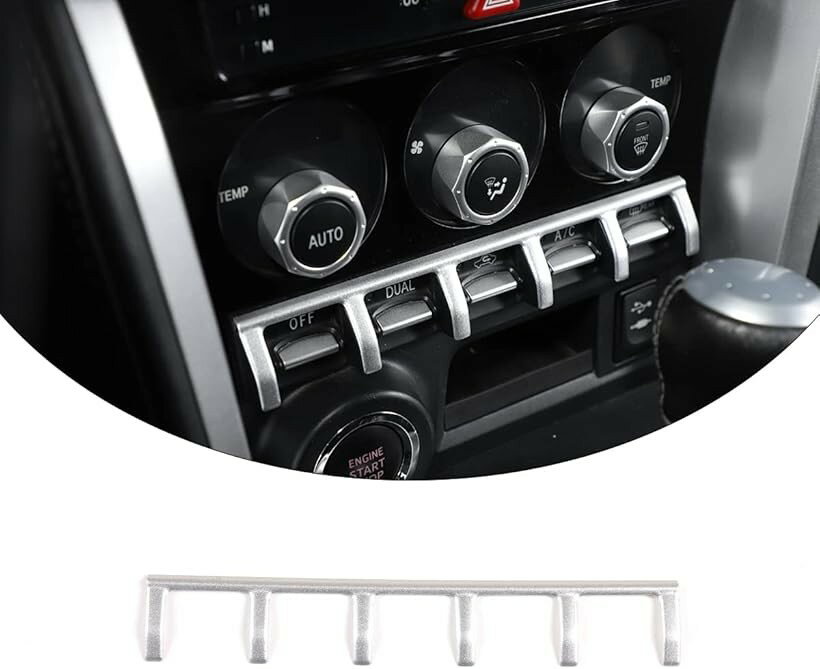 トヨタ 86 スバル BRZ 2012～2020年に専用 エアコンスイッチ セパレーター トリム 車 カバー A/C ボタン 装飾カバー コンソール装飾トリム 仕切り インテリアパネル 内装パーツ カー用品 ステンレス鋼製 (シルバー)