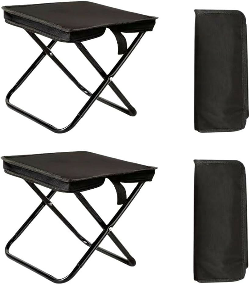 Chairs, Tables, Sheets - 折りたたみ椅子 コンパクト 2点セット 軽量収納型 アウトドアチェア 耐荷重150kg コンパクト設計 アルミ製 キャンプ 釣り 花火 運動会 ピクニック 登山 順番待ち (ブラック, 中型)