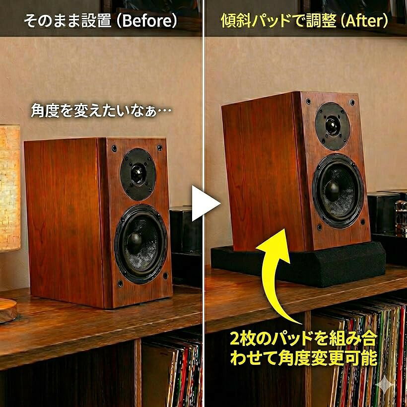 スピーカー スタンド 吸音材 防振パッド 2個入り ポリウレタンフォーム 角度調整 ...
