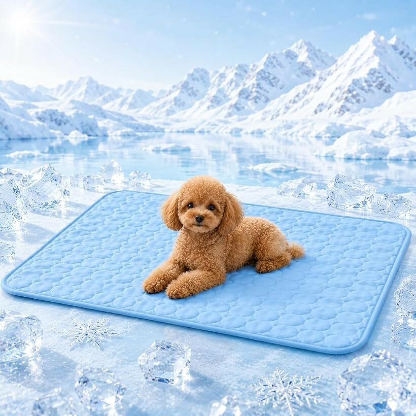 ひんやりマット ペット用 クールマット 犬 猫 接触冷感 丸ごと洗える 夏用 敷きパッド メッシュ素材 通気性 滑り止め 引っかき傷に強い アンチスクラッチ (ブルー)