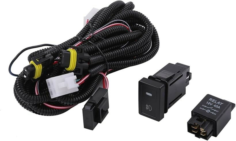 互換品スズキ 用 フォグ 配線 フォグランプ リレー ハーネス LED スイッチ 付 H8 H11 H16 後付け ジムニー JB64W JB74W エブリイワゴン DA17W