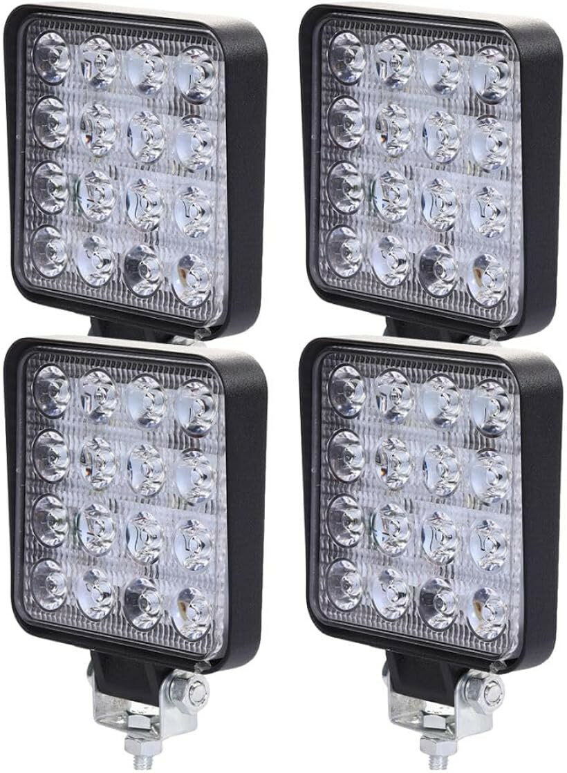 LED 作業灯 16灯 ホワイト 6000K 防水 防塵 角度調整 ステンレスステー付 汎用 ワークライト 4個セット 社外品