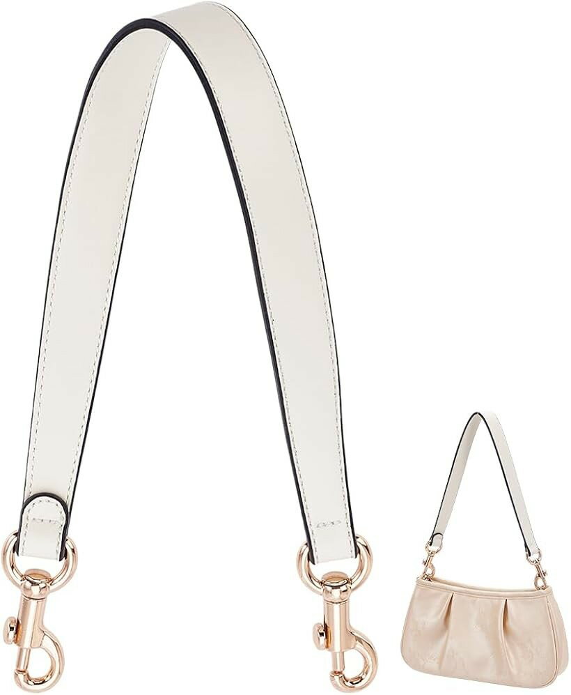 51cm バッグストラップ 短め 幅 1.5～2.5cm 合皮製 ショルダーストラップ 回転カン付き ショルダーベルト 交換用 レディース メンズ ハンドバッグ クロスボディ DIY用 (ベージュ)