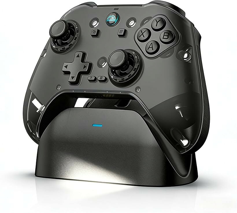 Switch コントローラー P4 コントローラーゲームパッド 2.4Gレシバー付き 充電ドック付き 切り替え可能なホール効果 マイクロトリガー 大容量バッテリー TURBO連射 (ブラック)