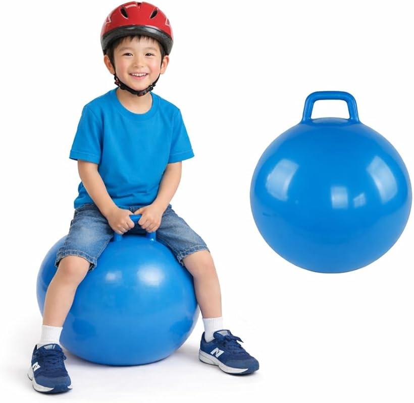 ホッピング バランスボール ジャンピング スポーツトイ 子供用 跳ねる おもちゃ 外遊び 45cm PVC製 エアポンプ付き (ブルー)