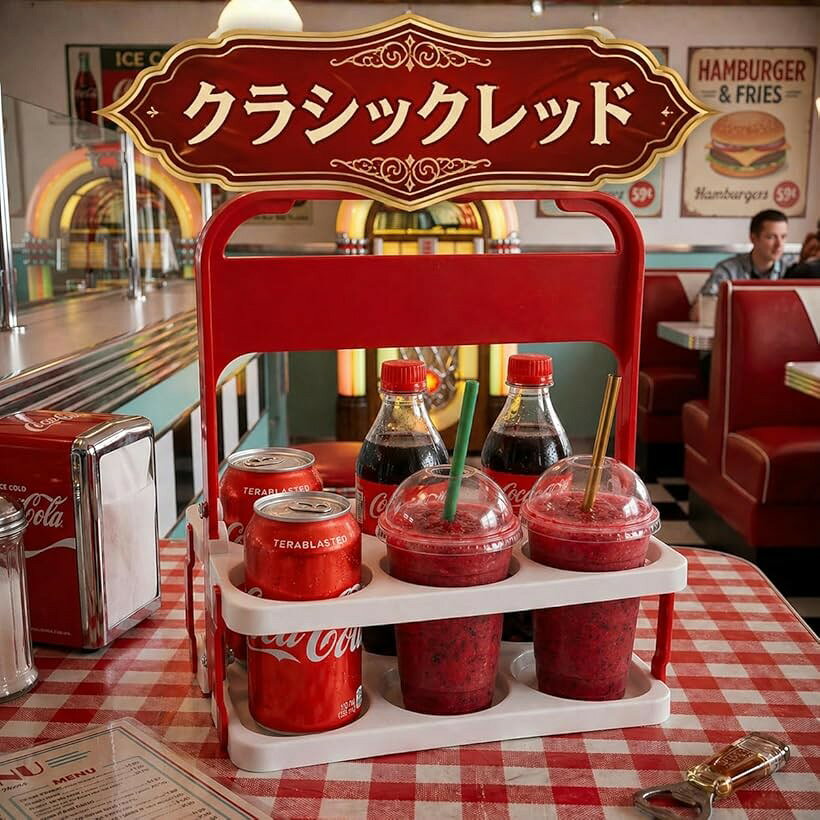 ドリンクホルダー ドリンクキャリー 紙コップホルダー 持ち歩き 折りたたみ式 お出かけ 車用 6本収納 (クラシックレッドxホワイト) ohstore-10701707 OHstore サンプル画像3