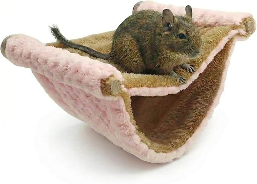 デグー ステージ ハンモック ステップ 小動物 洗える (ピンク, 26cm x 12cm x 18cm)